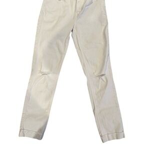 LC Lauren Conrad White Distressed Raw‎ Hem Skinny Ankle Jeans